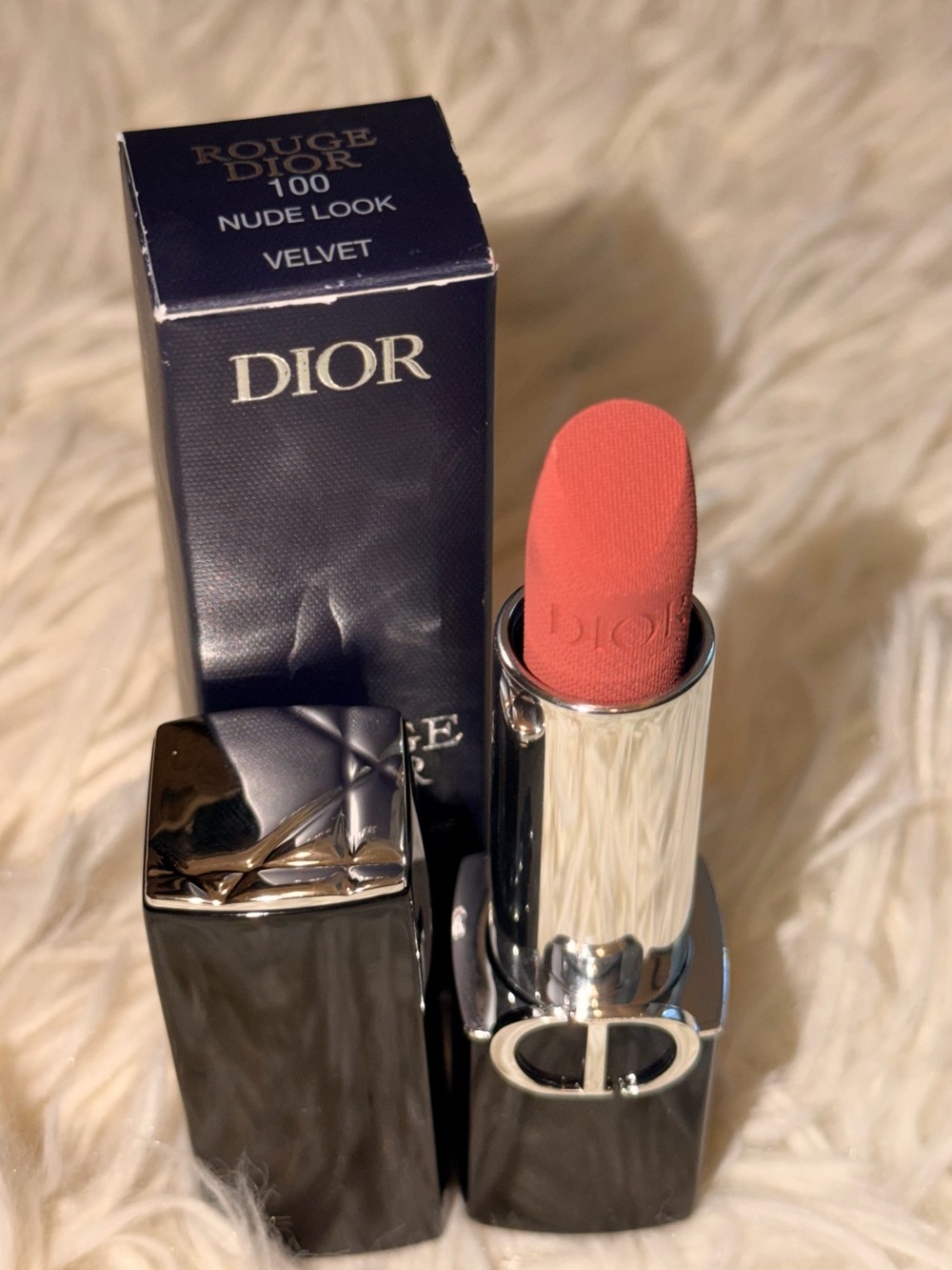Dior Rouge Velvet Lipstick Nude Look 100 - Soft Peachy Pink